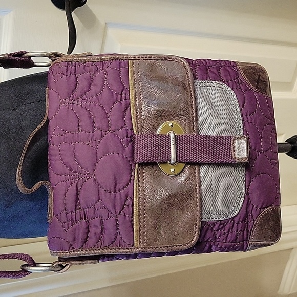 Fossil Quilted Purple and Brown Crossbody Bag - Picture 2 of 16